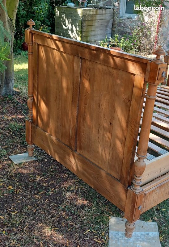 Lit structure bois ancien + matelas (image 2)