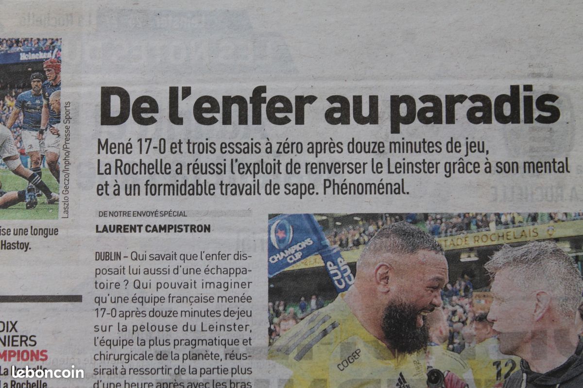 L'Equipe du 21/05/2023 - Fabuleux La Rochelle renverse Leinster 27-26 - Armirail (image 2)