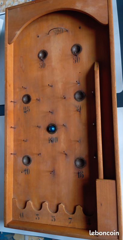 Flipper Jouet Ancien En Bois - Pliable - Pinball Toy - Jeux De Café Vintage