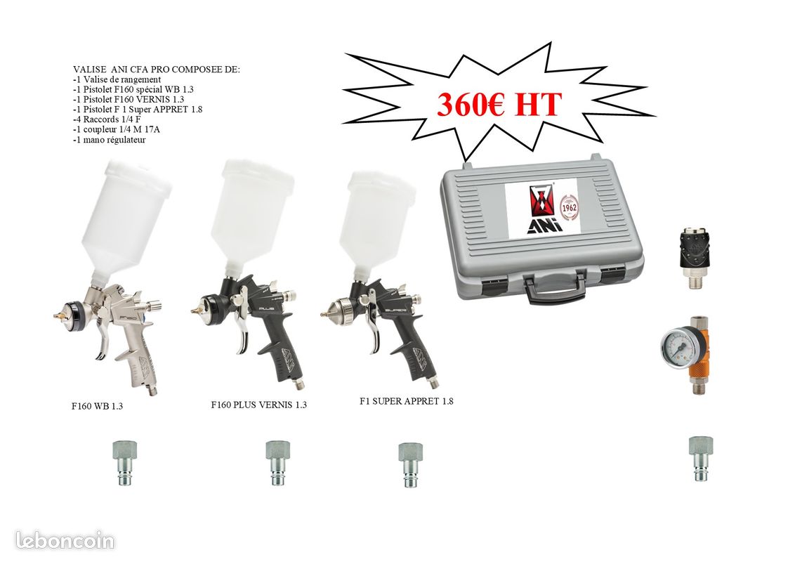 Valise de 3 pistolets carrosserie Pro (image 1)