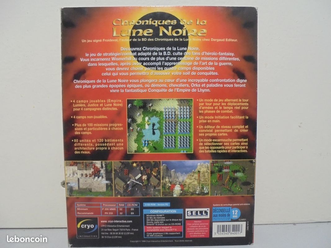 Jeu PC Chroniques De La Lune Noire - Big Box, Version FR Avec Notice, Bon état