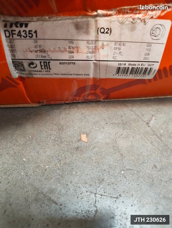 TRW Disque de frein DF4351 (image 2)