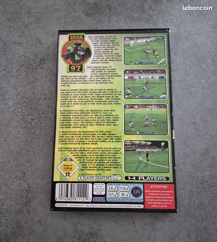 Jeu Sega Worldwide Soccer 97 Sur Sega Saturn - Bon état - Jeu De Foot France