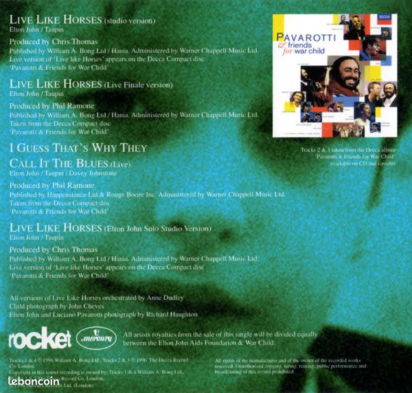 CD Elton JOHN & Luciano PAVAROTTI Live like horses (D2185) (image 2)