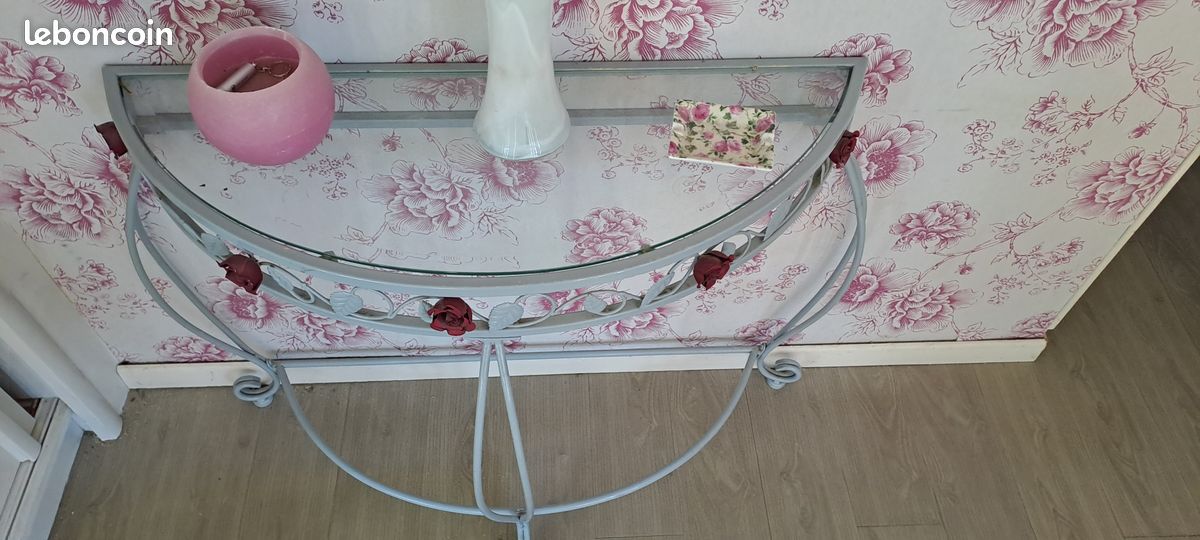 Table demi lune métal et verre (image 3)
