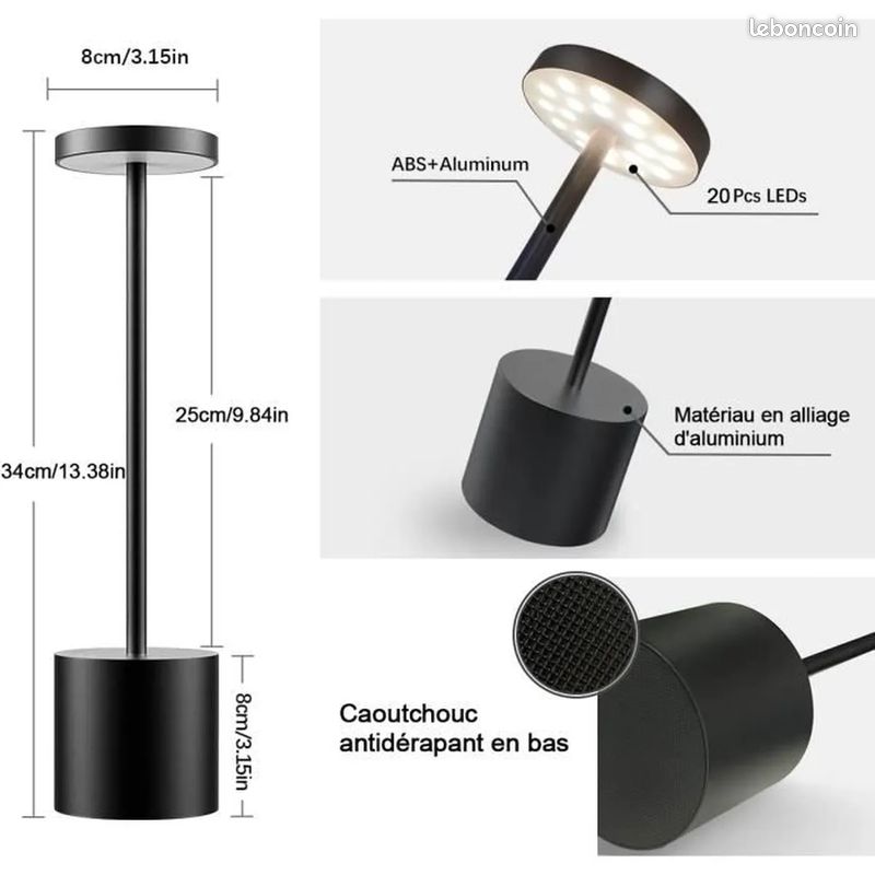 Lindby lampe de table LED rechargeable Janea TWIN, noir, métal