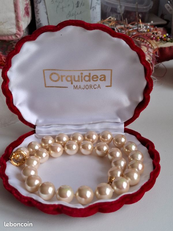 Collier Perles de Majorque blanches - Pierre boules 4/6mm - France Minéraux