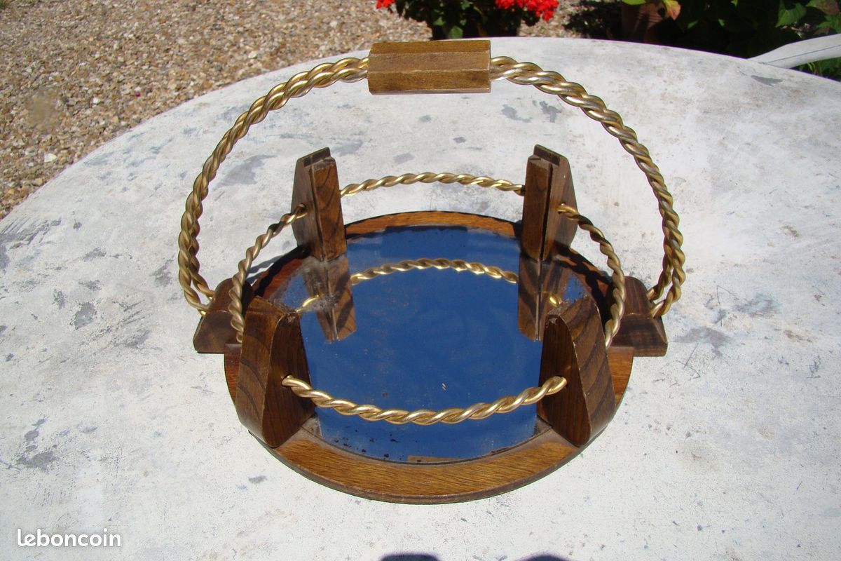 Petit plateau de service à miroir - vintage (image 1)