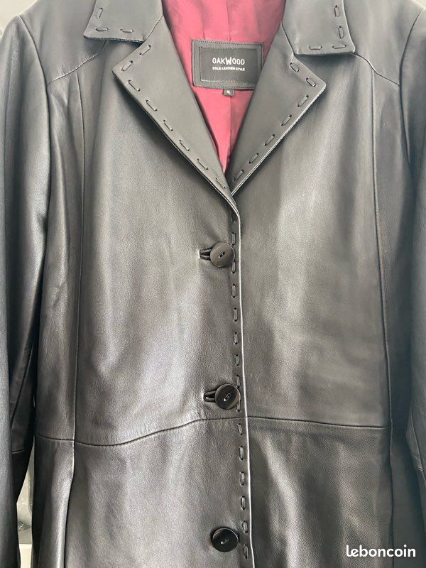 Manteau femme cuir noir 100% agneau neuf Vêtements