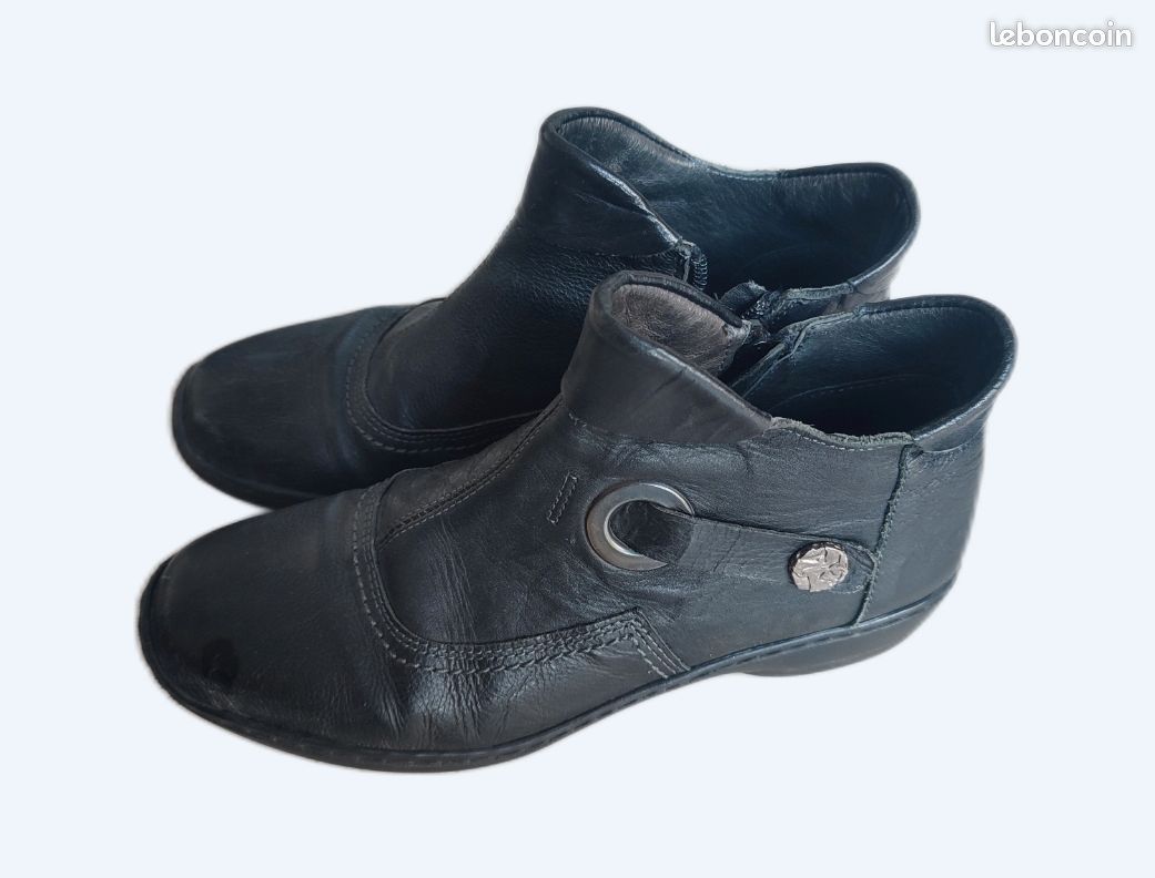 Bottines noires cuir (image 1)