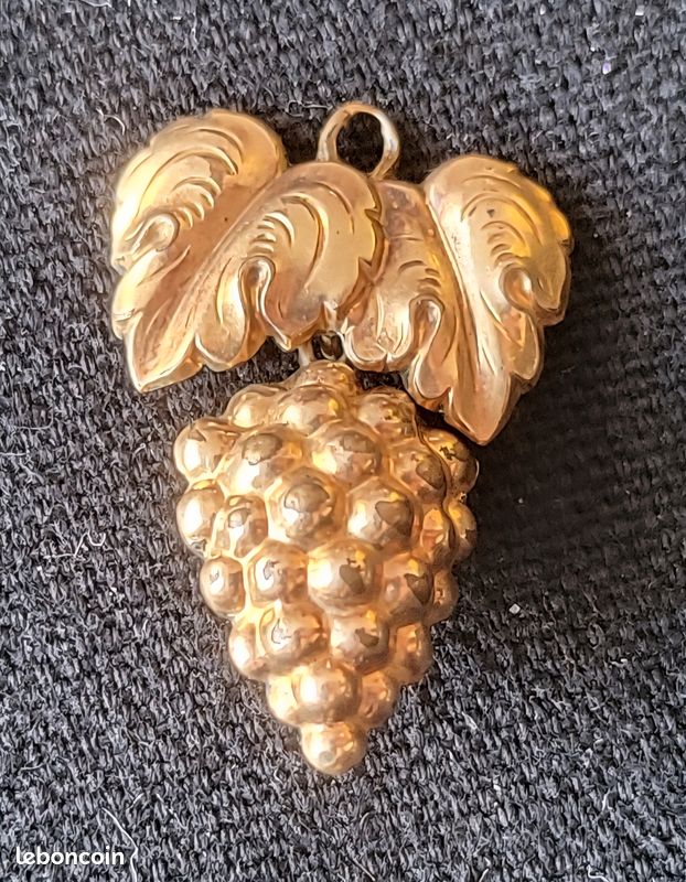 Grande Broche/pendentif En Argent Sterling 925 Motif Grappe De Raisins - Occasion Mexique