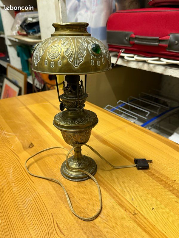 Lampe Imitation Pétrole En Laiton – Style Ancien Avec Abat-jour, Fonctionnelle