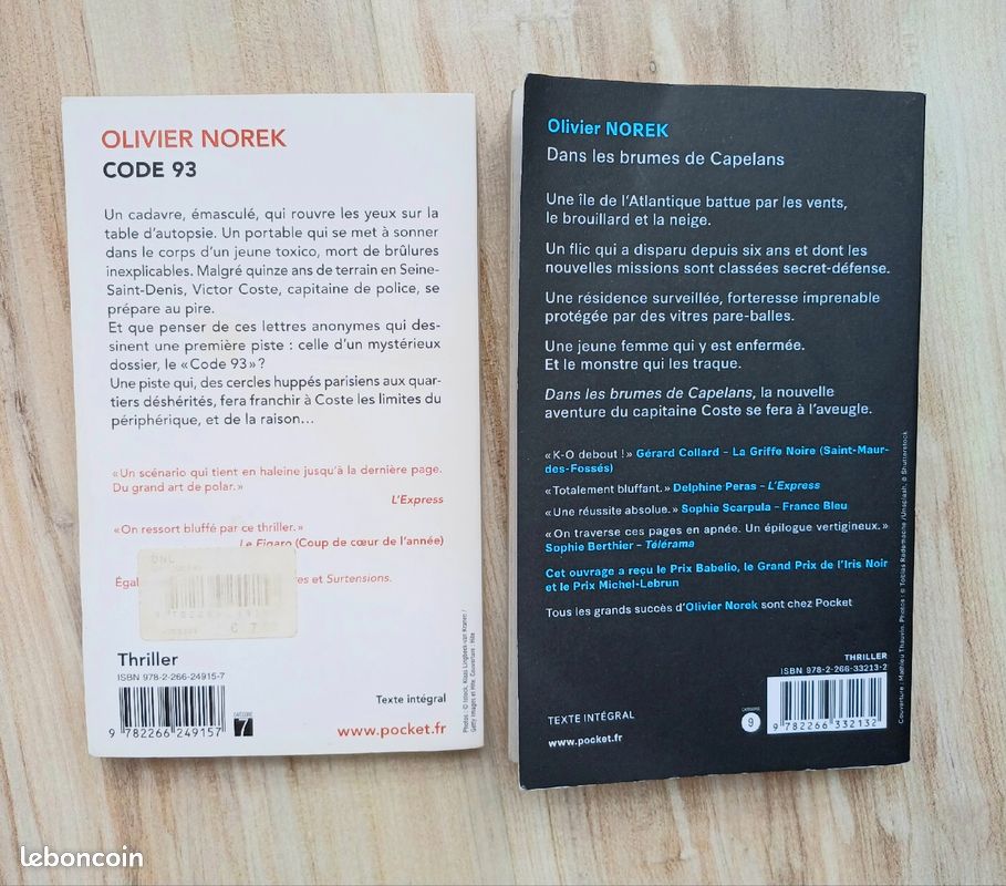 Lot de 2 livres au format poche Olivier Norek - Code 93 + Dans les brumes de Capelans (image 2)