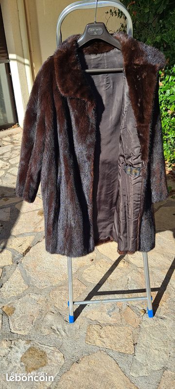 Manteau Femme Fourrure Vison Marron Taille XL - Excellent état, Occasion Chic
