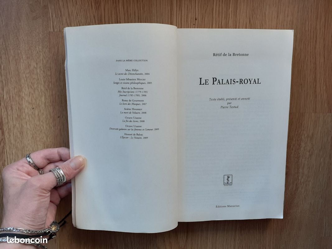 ANN 3020 Rétif de la Bretonne - Le Palais-Royal - Editions Manucius - Collection Littéra (image 8)