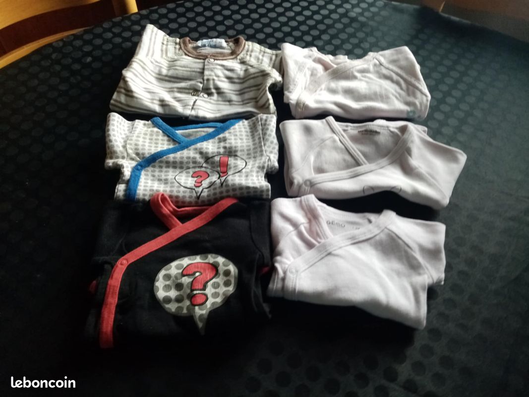 Lot de 6 body 3 mois boutonnage devant (image 1)
