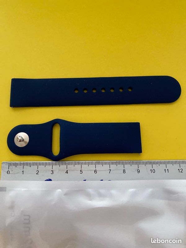 Bracelet montre silicone bleu marine 22mm neuf (image 3)