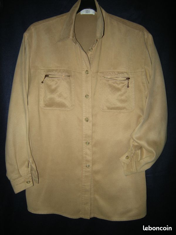 Chemise/surchemise suedee beige (image 3)