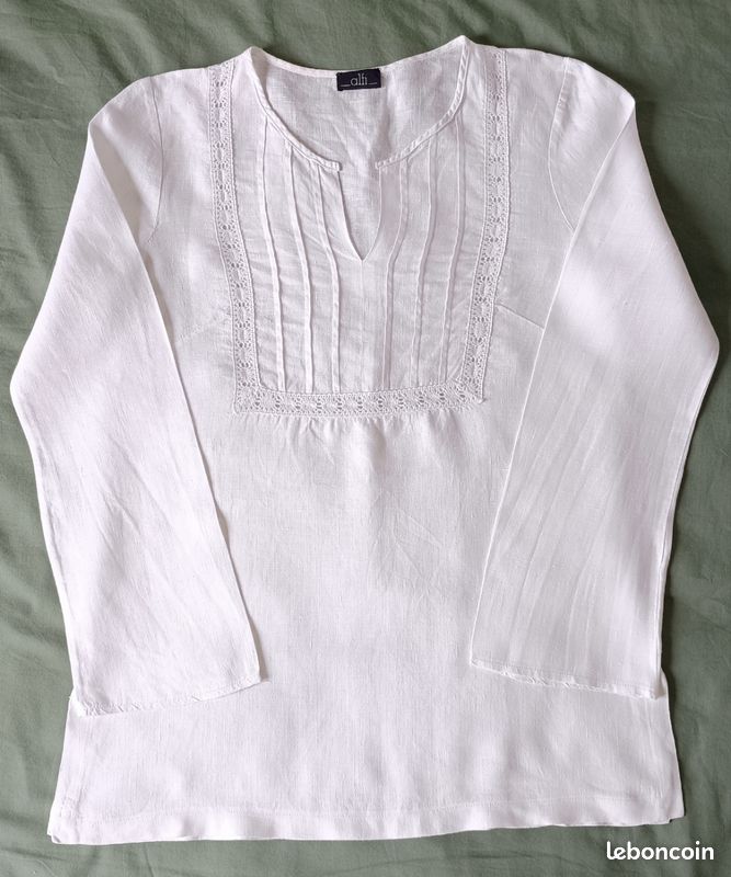 Blouse blanche en lin (image 8)
