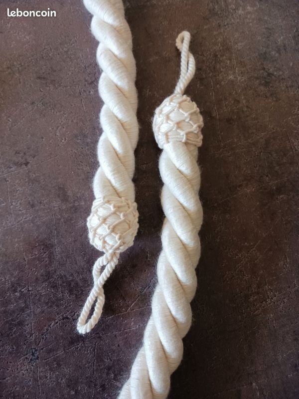 1 paire d'embrasses faites à la main Coton Pour rideaux Corde et double