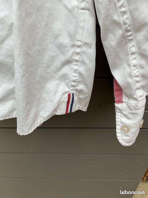 Chemise blanche FACONNABLE broderie marine dos M (image 7)