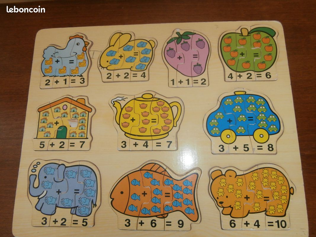 Lot de 2 puzzles + 1 boite pochoirs animaux en très bon état (image 3)