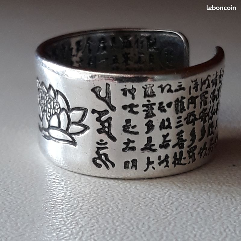 Bague Lotus et Mantra Bouddhiste Argent 990 (image 6)