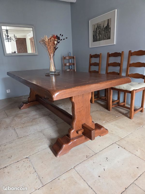 Table de salle à manger en chêne + 8 chaises (image 2)