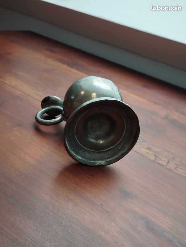 1 Petite Lampe à Huile Etain XIX ème Ancienne Collection Vitrine Bon Etat (image 5)