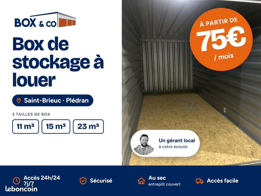 Location box stockage garde-meuble - 75/mois près de Saint-Brieuc · à Plédran · 75 €/mois