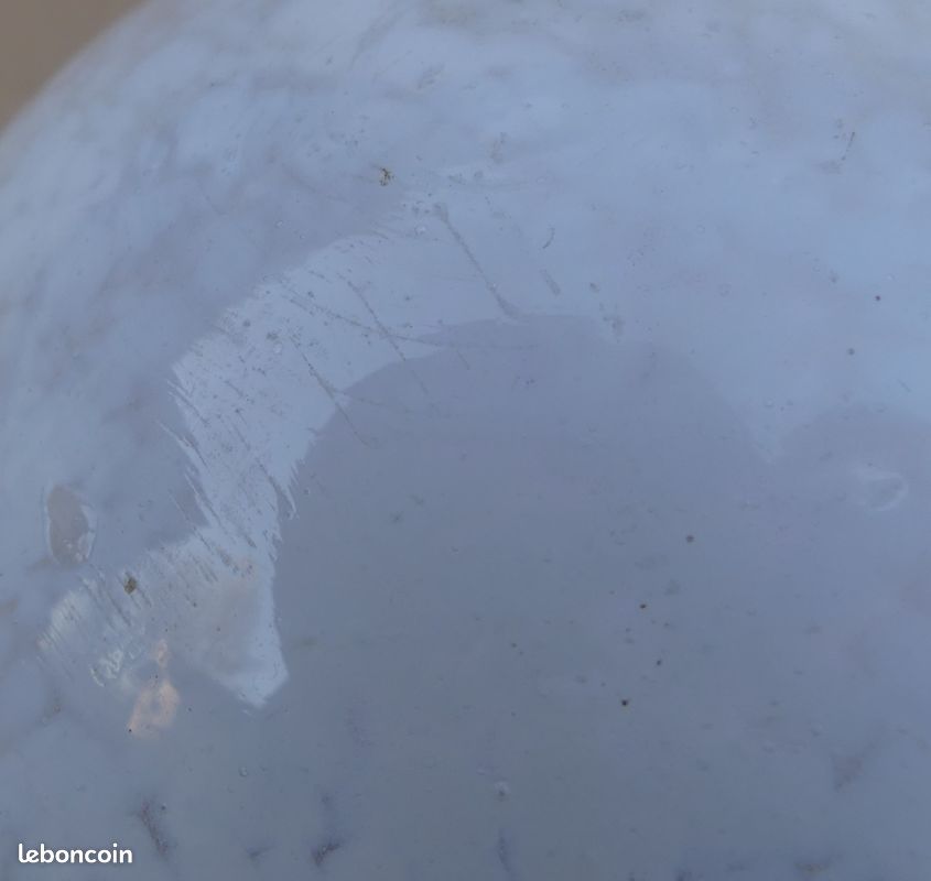 Lampe verre de Clichy bleu & boule blanche de bureau vintage luminaire ancien (image 10)