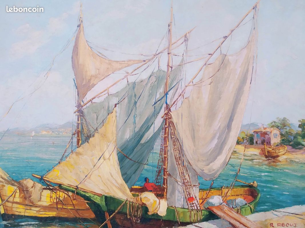 Tirage Albuminé Vintage - Tartane à Cannes, France - Vers 1890 - 12x17 Cm