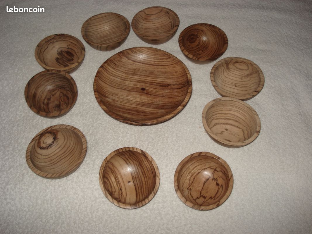 Ensemble coupelles en bois d'olivier (image 1)