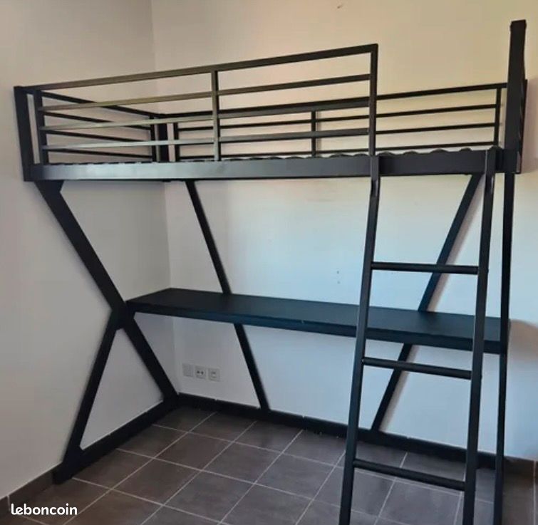Lit mezzanine une place avec bureau (image 1)