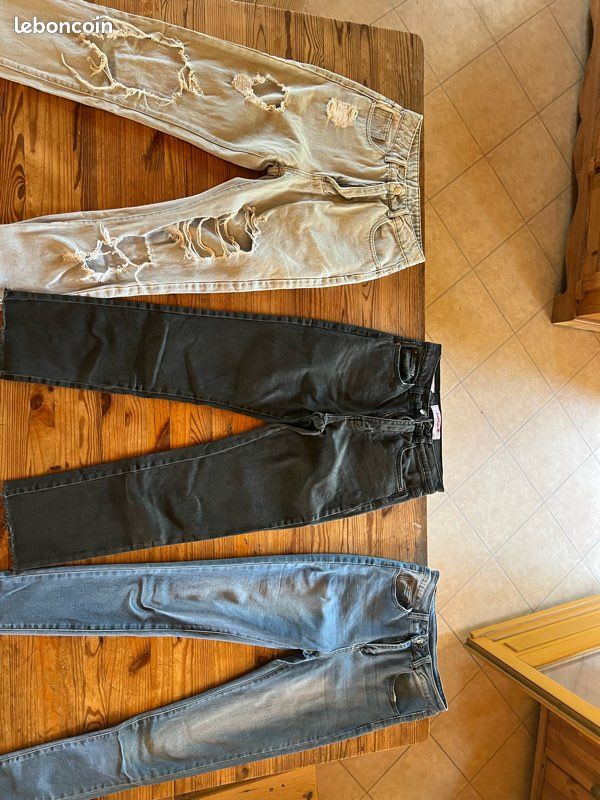 Lot De 10 Jeans Pour Fille Taille S - Occasion Bon état - Différentes Marques, Styles (dont Trous)