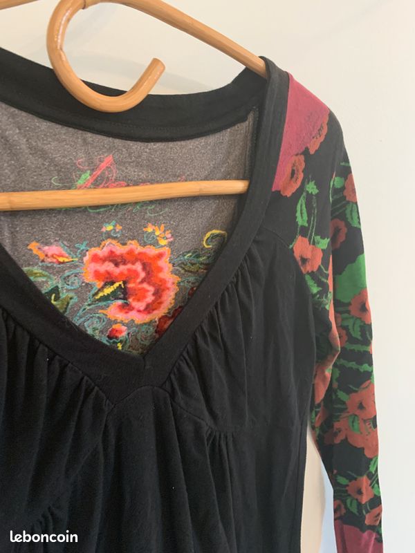 Robe Desigual Taille S - Motif Fleuri, Coton, Manches Longues, Longueur Genou, Occasion Excellent état