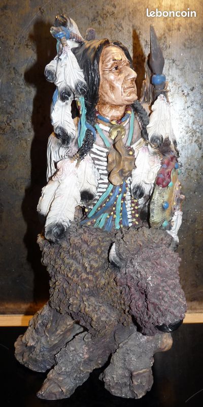 Toile peinte représentant un buste de cheval indien. Contemporain. - JLF