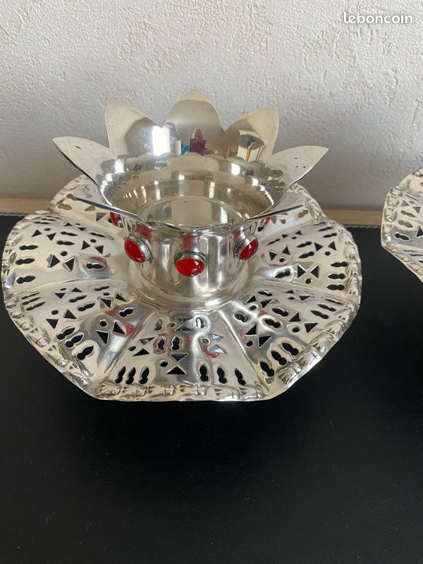 CHICCIE Coupelle décorative en métal argenté allongée 60 cm