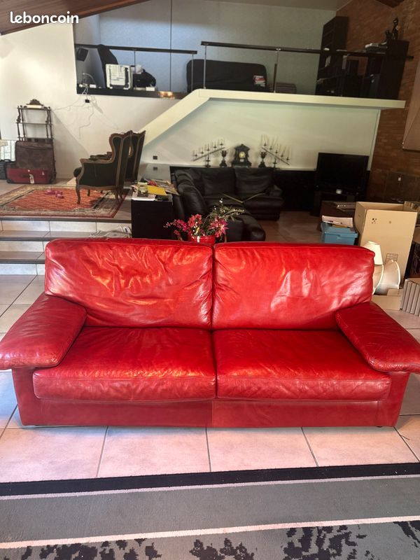 Canapé en cuir et fauteuil (image 1)