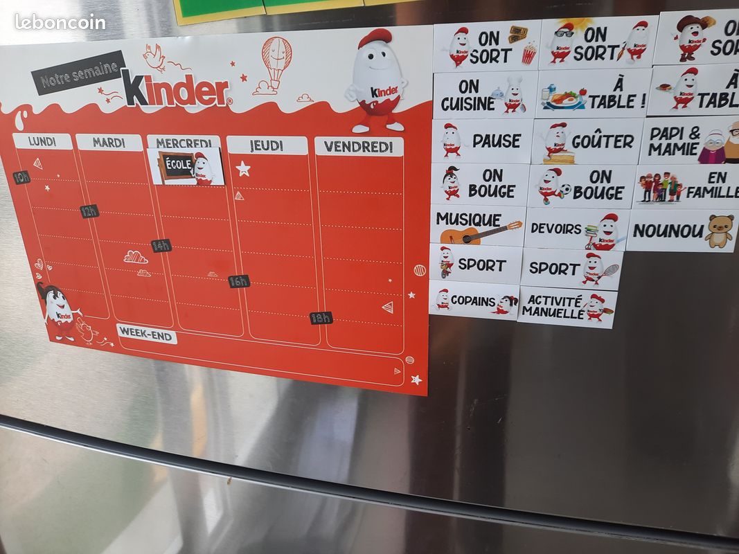 Calendrier / semainier aimanté Kinder avec pièces magnétiques (image 2)