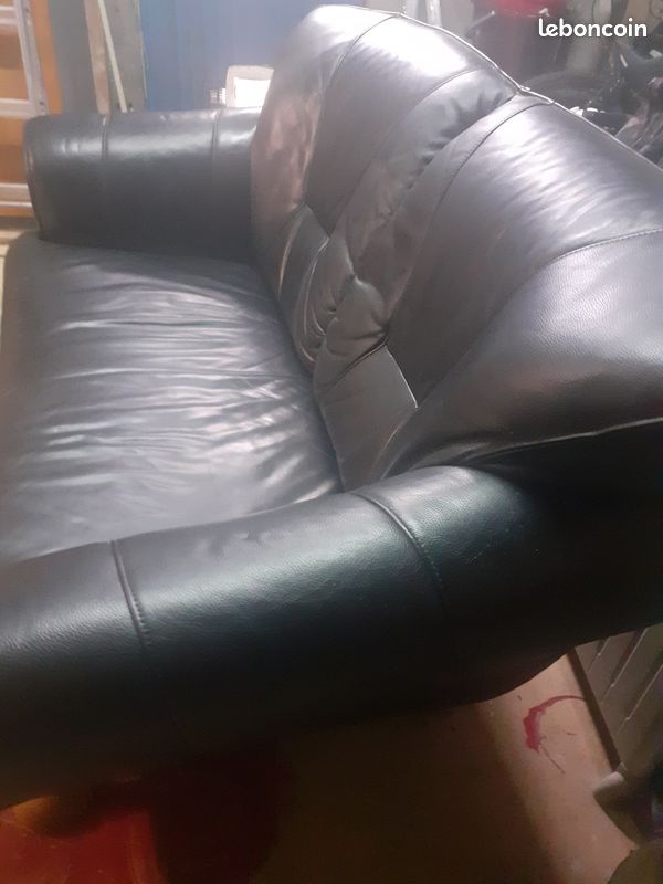 Canape 2 places simili cuir (image 2)