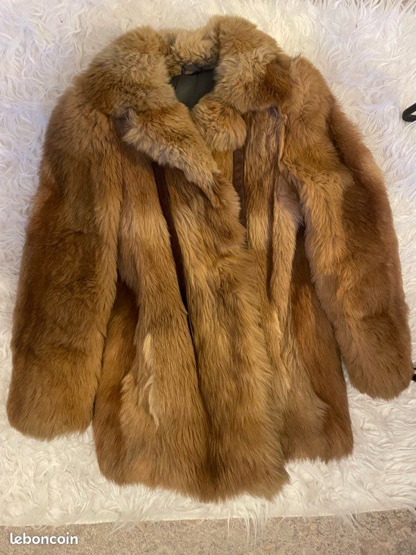 Manteau Fourrure Vintage Lucien Daville Marron - Taille L, Hiver, Neuf Sans étiquette
