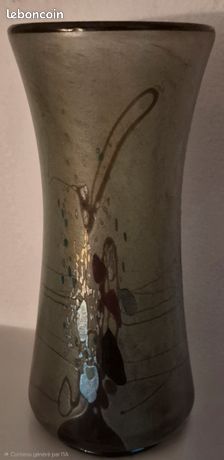 VASE EN PATE de verre soufflé à inclusions de ARNOLD COGNET - BIOT -21 CM -TBE EUR 68,00