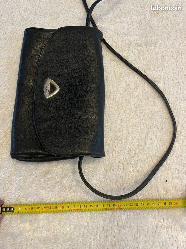 Sac bandoulière Texier vintage cuir noir véritable – fabrication française (image 10)