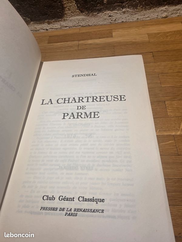 Livre de stendhal la la chartreuse de parme vue de cote — LBC AT'Brocante Troyes