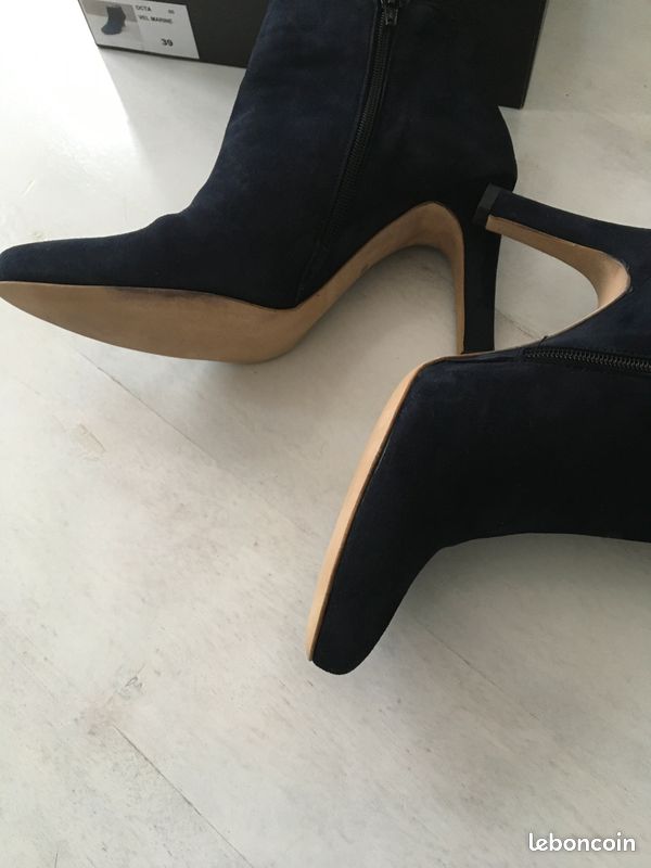 Bottines Lanilas Noires En Cuir Nubuck – Taille 39 – Neuves Sans Boîte – Style Rock Vintage