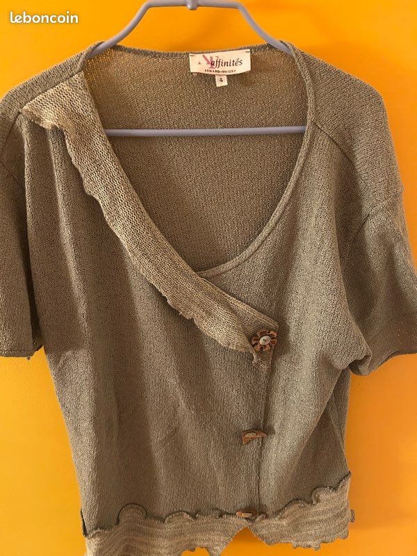 Pull manches courtes vert kaki (image 2)
