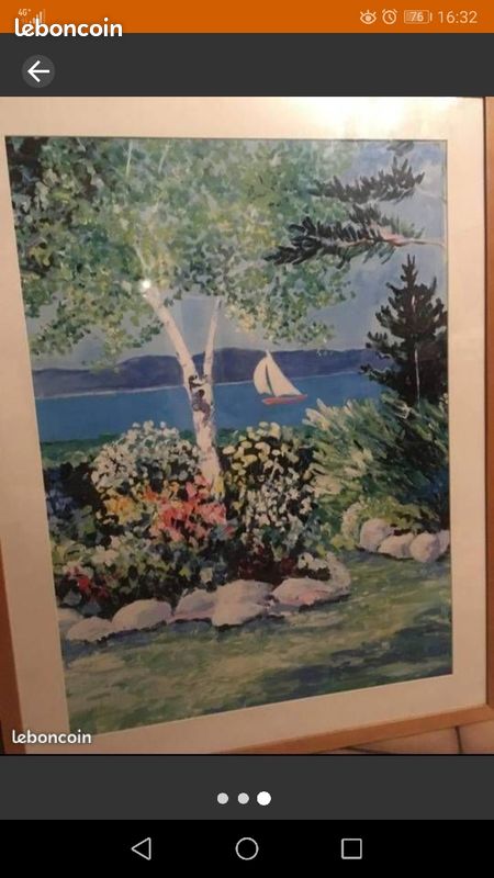 Lot de 2 tableaux type paysage marin/Lithographie diptyque (image 3)