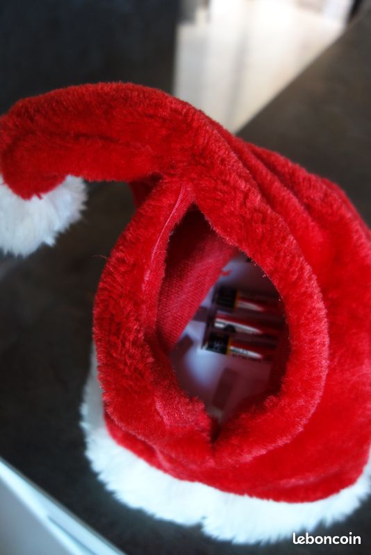 Bonnet De Père Noël Animé En Peluche - 20x9 Cm, Yeux Et Pieds Mobiles, Jouet De Noël Pour Enfants