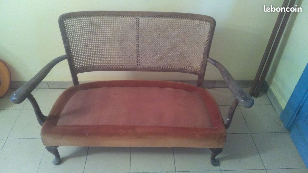 Banquette ancienne bois vintage (image 2)